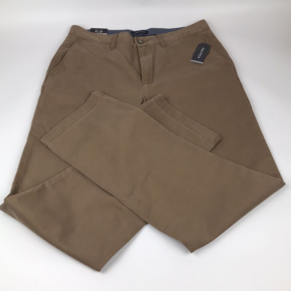 Nautica Pants Men Size 32 X 34 Brown Deck Pant New With Tag Classic Fit